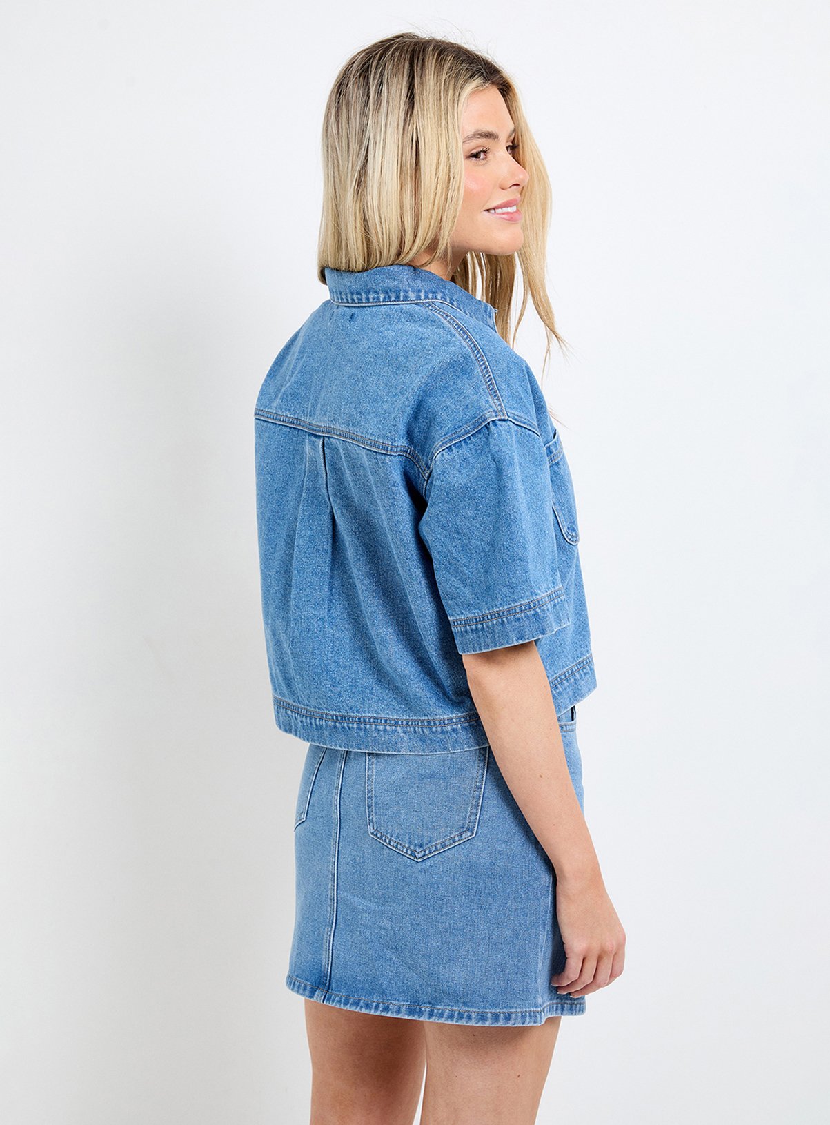 DOROTHY PERKINS Boxy Cropped Denim Jacket 16 - Image 2 thumbnail